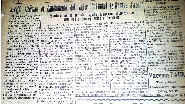 La noticia publicada por El Entre Ríos dando cuenta del hundimiento