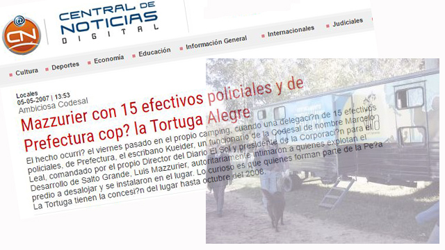 Otros tiempos: Mazurier copa La Tortuga con policía y prefectura, en 2007