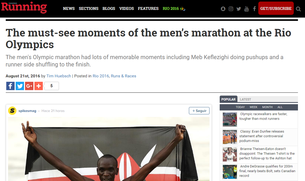 'Canadian Running' puso la llegada de Bruno entre lo que 'tenés que ver' del Maratón