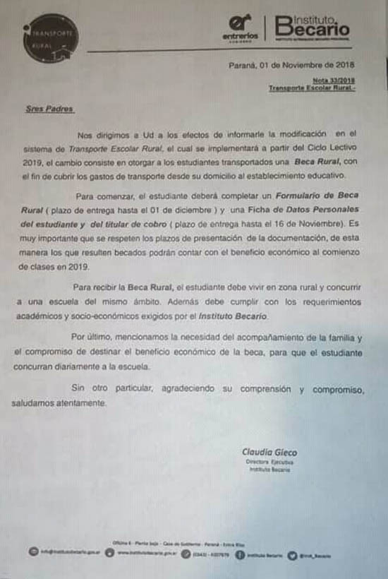 La nota que lleva la firma de Claudia Gieco, la titular del INAUBEPRO desde que Mayda Cresto pasó a Diputados.