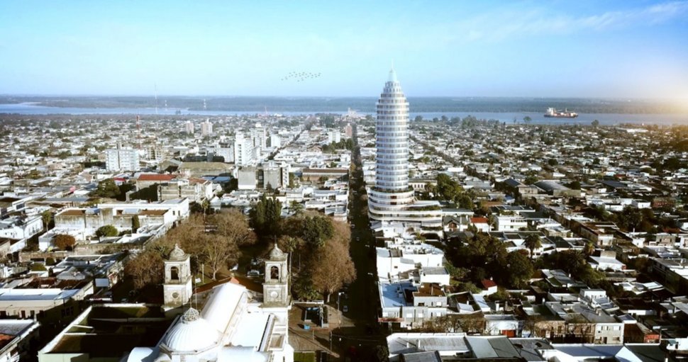Tendrá 26 pisos y estará en pleno centro de la ciudad sanducera, con el río Uruguay de fondo.