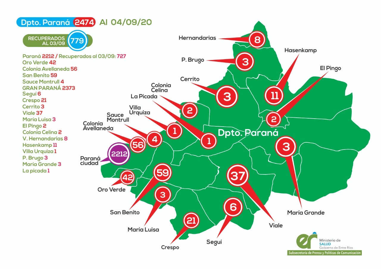 Mapa de casos en Paraná