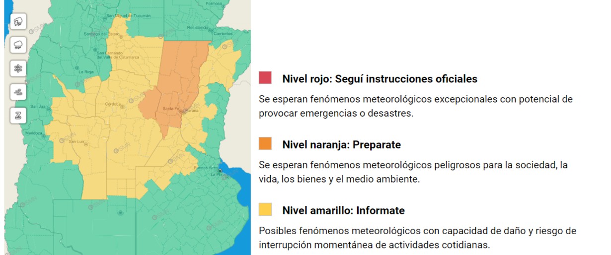 Así se observa el mapa del clima en Entre Ríos.