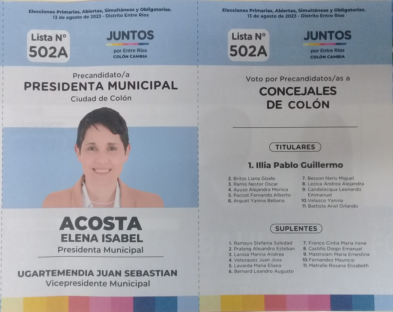 Lista 502A: Juntos por Entre Ríos - Elena Isabel Acosta.