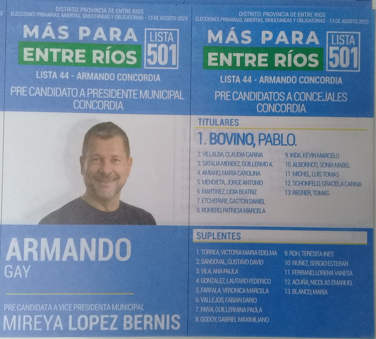 Lista 501: Más Para Entre Ríos - Armando Gay.