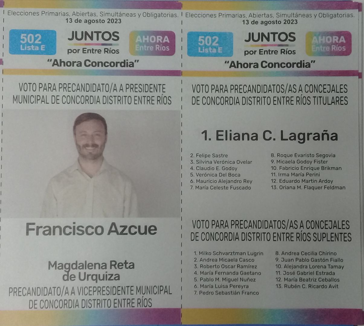 Lista 502: Juntos por Entre Ríos - Francisco Azcue.