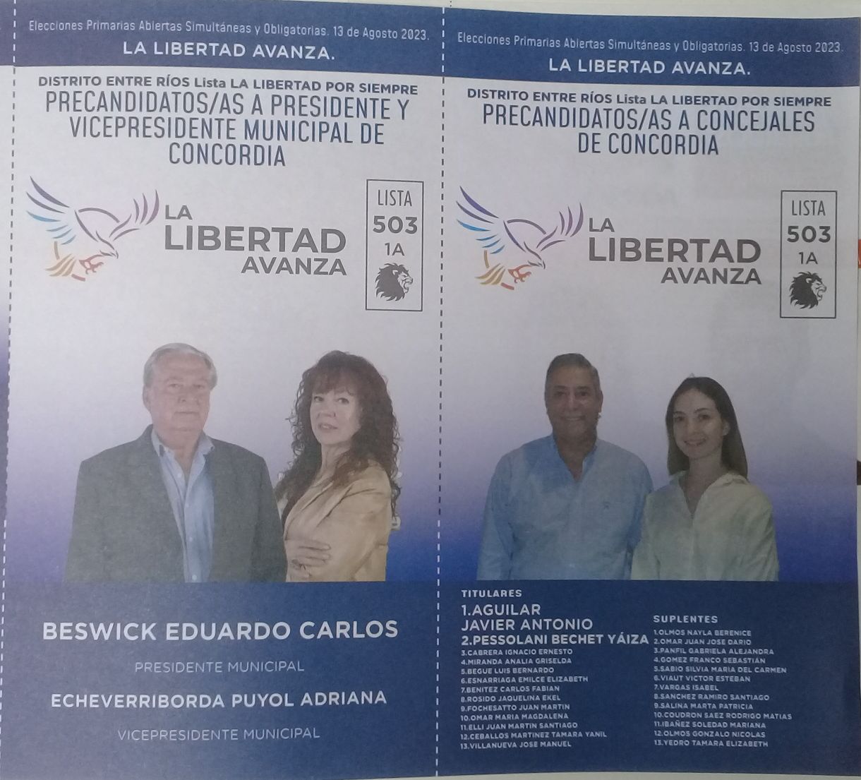 Lista 503: La Libertad Avanza - Eduardo Carlos Beswick.