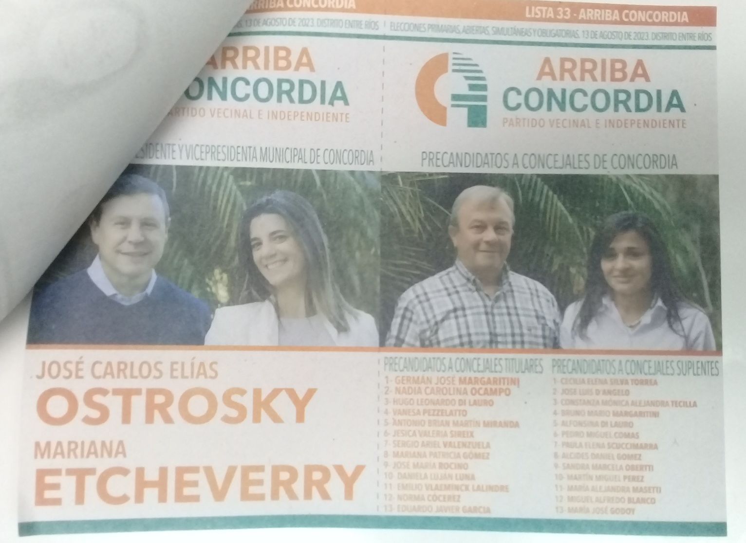 Lista 33: Arriba Concordia - José Carlos Elías Ostrosky.