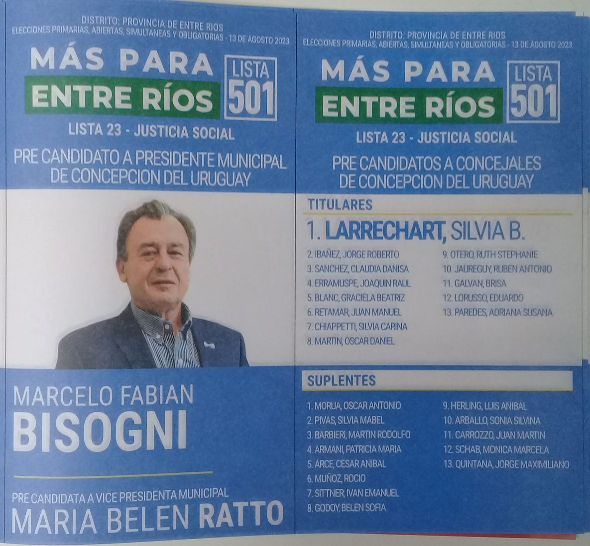 Lista 501: Más Para Entre Ríos - Marcelo Fabián Bisogni.