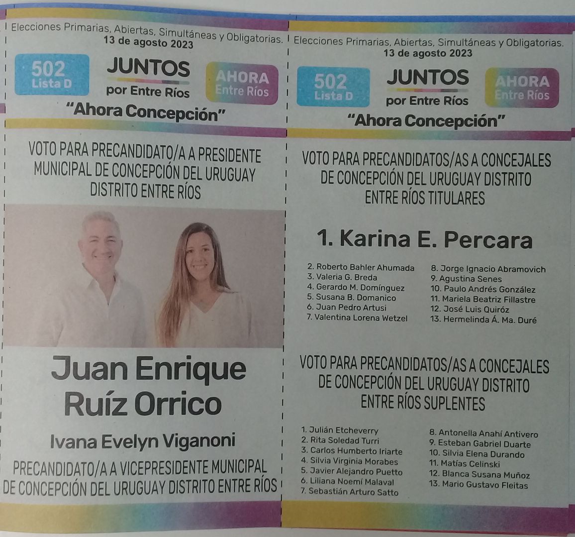 Lista 502D: Juntos por Entre Ríos - Juan Enrique Ruíz Orrico.