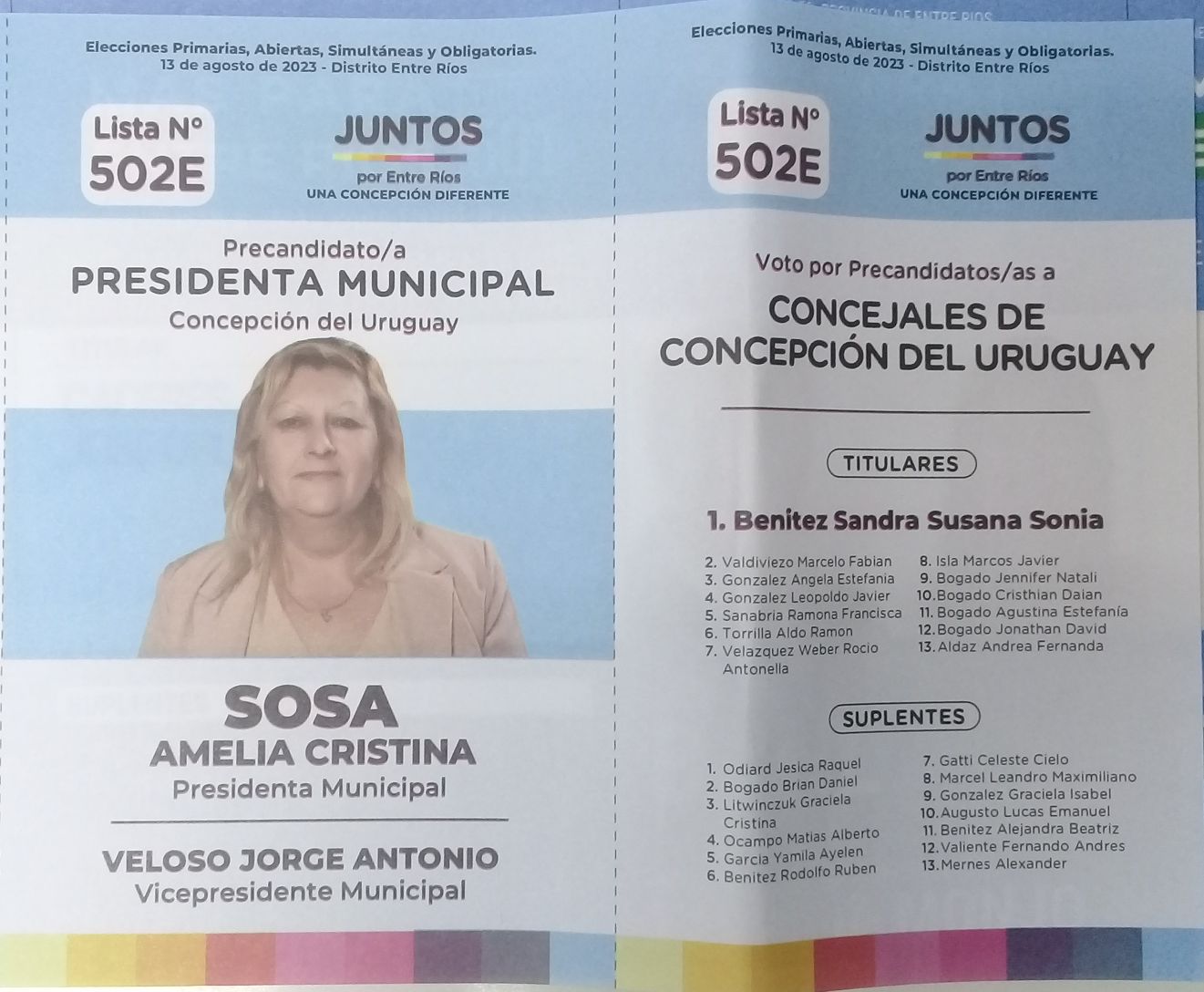 Lista 502E: Juntos por Entre Ríos - Amelia Cristina Sosa.