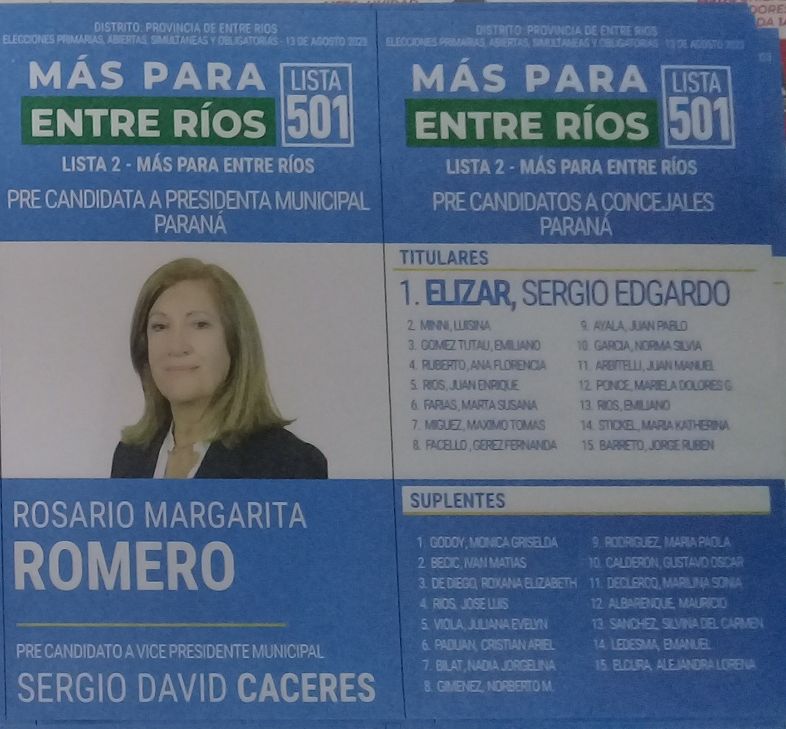 Lista 501: Más Para Entre Ríos - Rosario Margarita Romero.