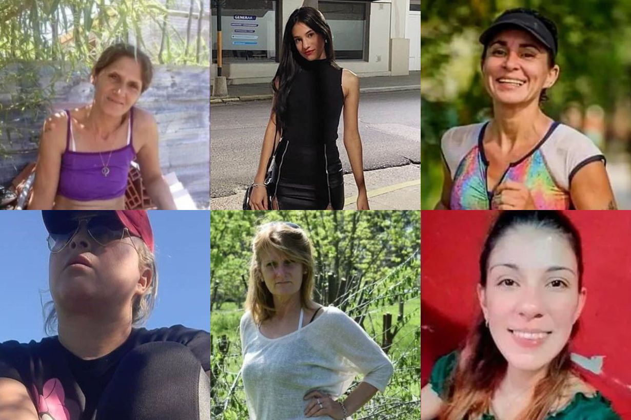 Las 6 víctimas fatales en Entre Ríos. En orden: María de los Ángeles Dayer, Valeria Leoncino, Ana Laura Splendore, Natalia Benítez, Mónica Truzskot y Luisina Leoncino.