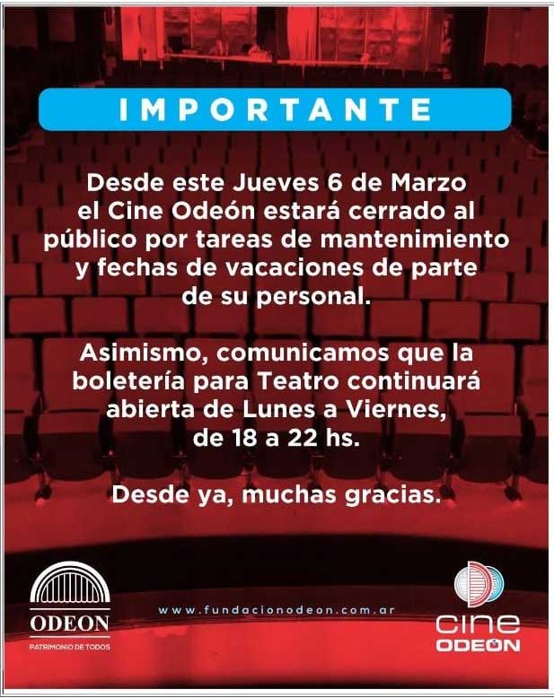 El flyer avisando el cierre temporario por 