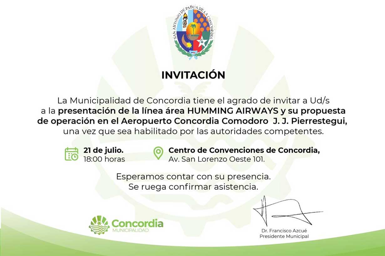 La invitación partió del municipio, sin participación del Ente que administra el Aeropuerto