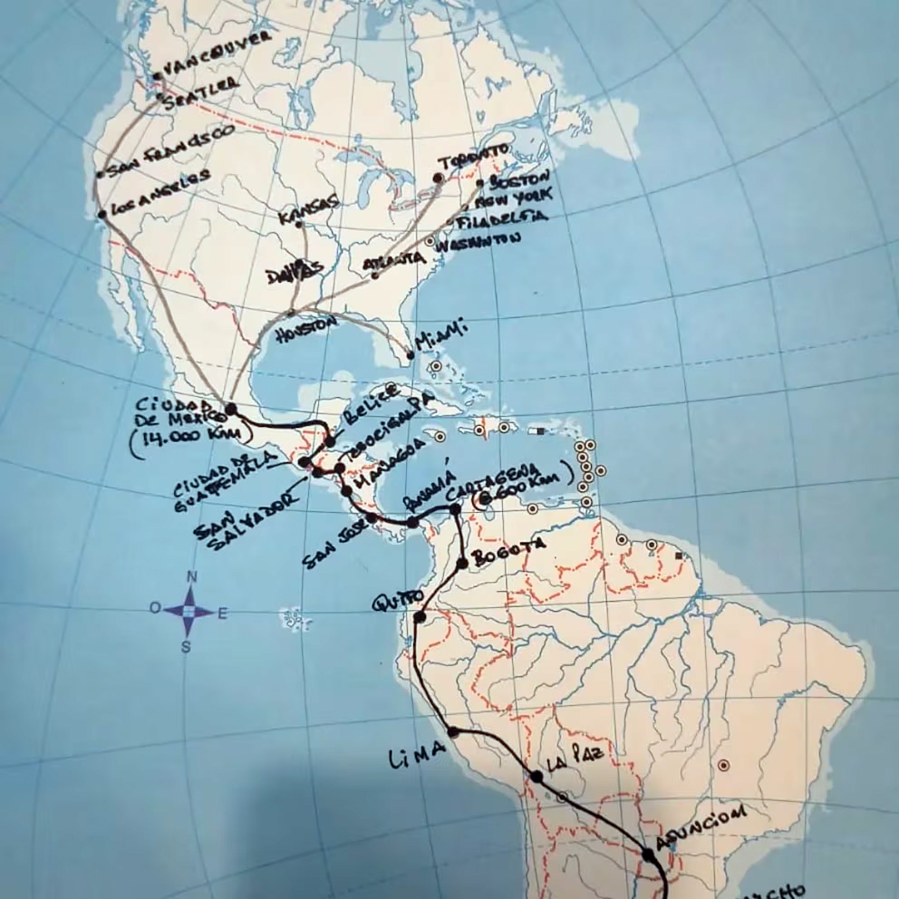 Los trazos en el mapa marcan la ruta que seguirá el entrerriano.