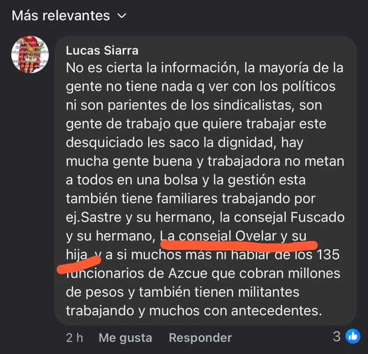 El posteo que generó la reacción de la Concejal Ovelar