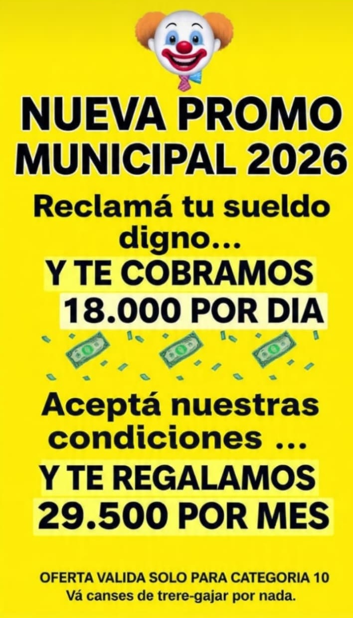 Uno de los memes que circula vía redes sociales y fue fijado frente al edificio municipal.
