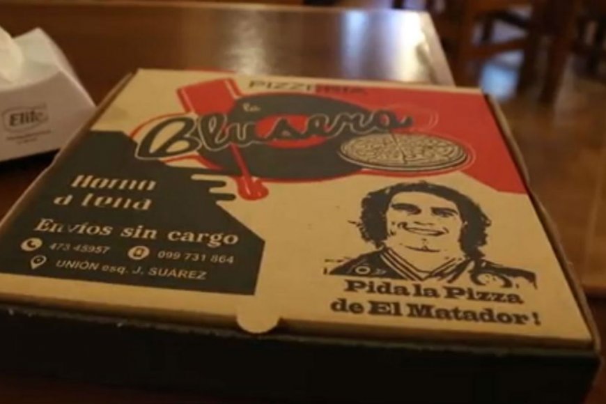 La pizza del goleador, con caja propia.