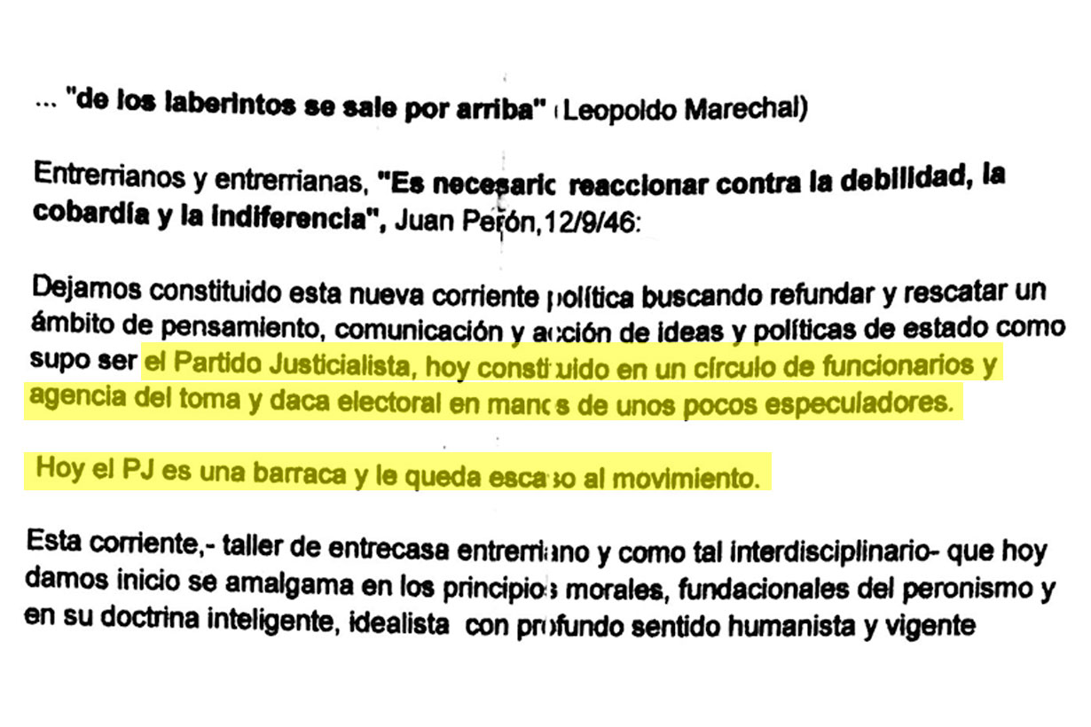 Un fragmento del documento de ETER