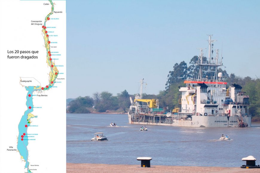 20 pasos dragados en el río Uruguay
