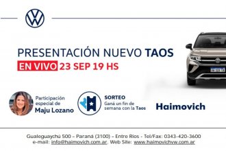 Haimovich te invita a la presentación y a un sorteo de Taos, lo nuevo de Volkswagen