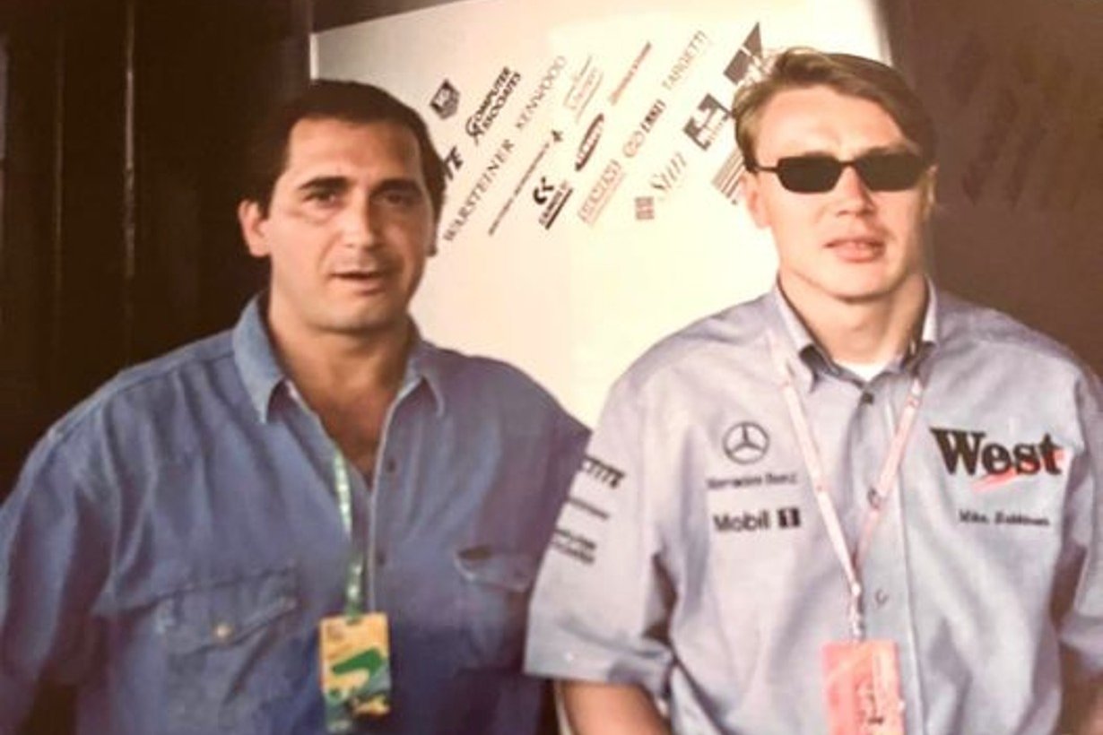 Junto a Mika Hakkinen, en el GP de Brasil (1998)