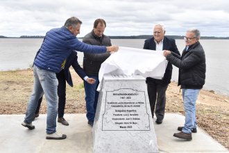 A 75 años del acuerdo para la construcción de la represa, Bordet visitó la piedra fundacional