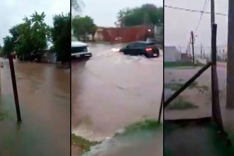 Casas y calles anegadas y autos circulando en medio del agua, lo que dejó la intensa lluvia en el norte entrerriano