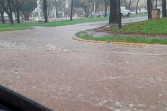 Calles anegadas, tras precipitaciones intensas en una zona de Entre Ríos