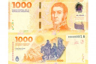 Comienza a circular el nuevo billete de 1000 pesos, con la imagen de José de San Martín
