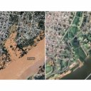 Comparando imágenes satelitales: cuando el río está en su cauce o cuando abraza a Concordia