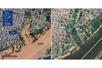 Comparando imágenes satelitales: cuando el río está en su cauce o cuando abraza a Concordia