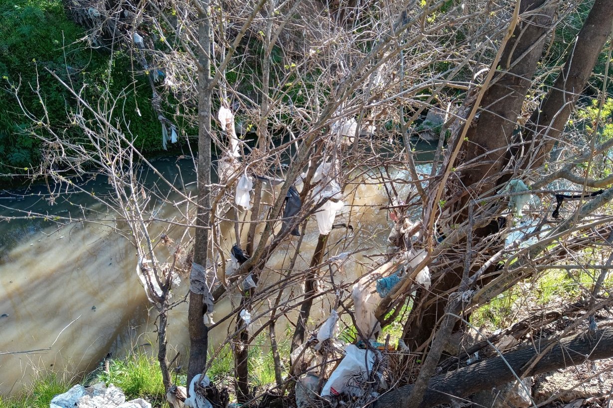 Contaminación en el arroyo Las Tunas.