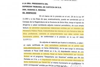 Grave. Arias denunció informe del STJ que ataca “salvajemente” la “libertad de expresión”. Hay “sanción encubierta”, dijo