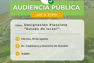 Convocan a una audiencia pública ante la iniciativa de llamar "Estado de Israel" a una plazoleta de Concordia