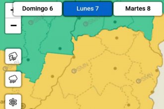 Alerta por tormentas de variada intensidad tiñe de amarillo a todo Entre Ríos