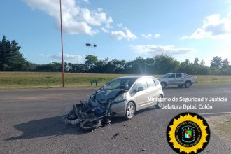 Choque frontal en la ruta 135 dejó a un motociclista con lesiones graves