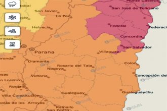 El servicio meteorológico actualizó el alerta. Pasó de naranja a roja en 5 departamentos de Entre Ríos