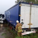 Camión accidentado complicó la circulación por la ruta 14 en horario pico