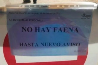 Con un cartel en la puerta, Granja Tres Arroyos anunció que no habrá faena “hasta nuevo aviso”