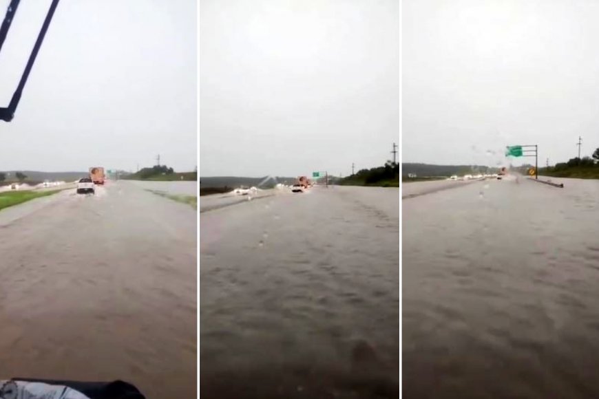 Así estaba la autovía a la altura de Mabragaña.