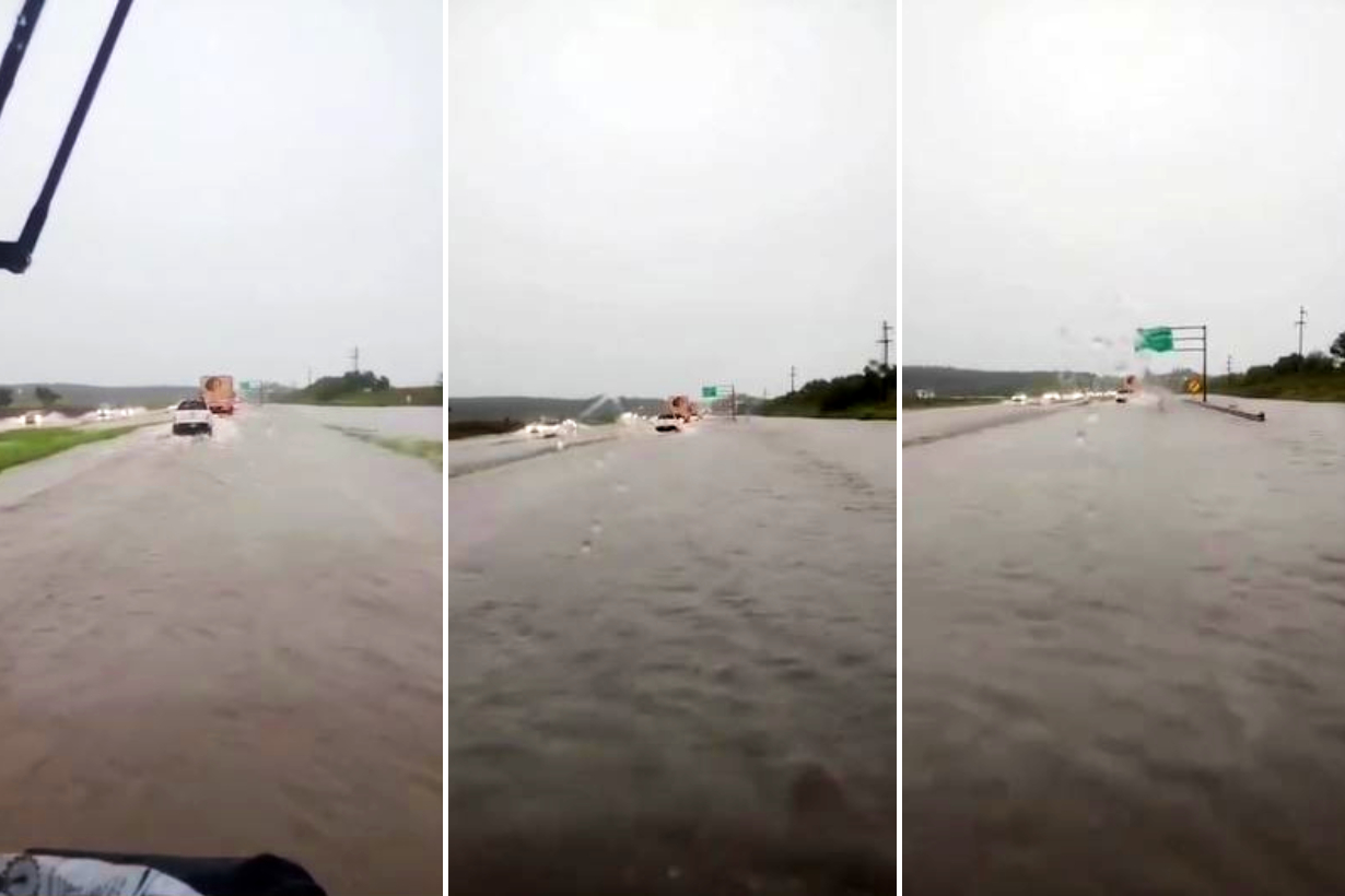 Así estaba la autovía a la altura de Mabragaña.