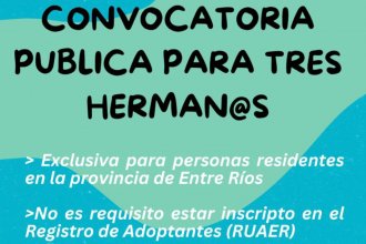 Hay tres hermanitos que buscan una familia entrerriana que los adopte