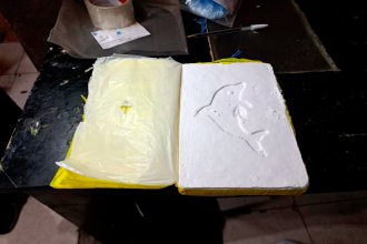 Tenía en su casa de Concordia un ladrillo de 1,2 kilos de cocaína con la marca del delfín