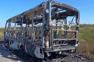 Colectivo que viajaba desde Brasil a Chile se incedió por completo en una ruta de la provincia