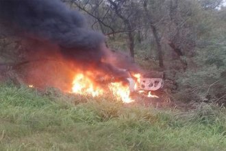 Despiste, fuego y muerte en Ruta 12. Falleció el conductor y la acompañante está internada