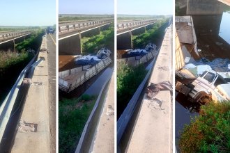 Camión que iba de Córdoba a Brasil cayó al agua en violento accidente sobre la RN14