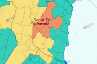 Renovaron alerta naranja y amarilla para varios departamentos de Entre Ríos