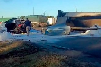 Camionero fue hospitalizado en el cuádruple choque sobre la autovía de la RN 14